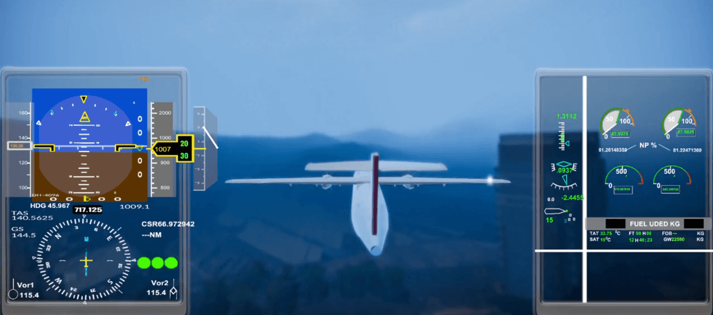 ATR72-600 Flight Simulation Digital Twin render