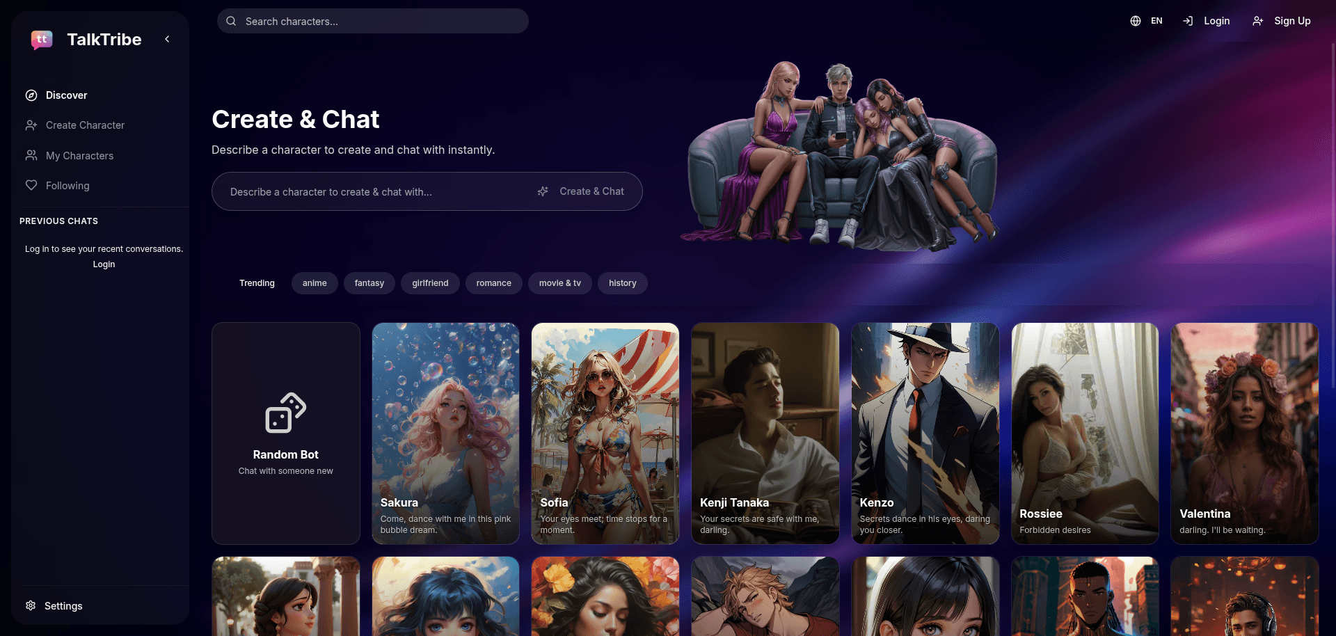 TalkTribe AI character platform